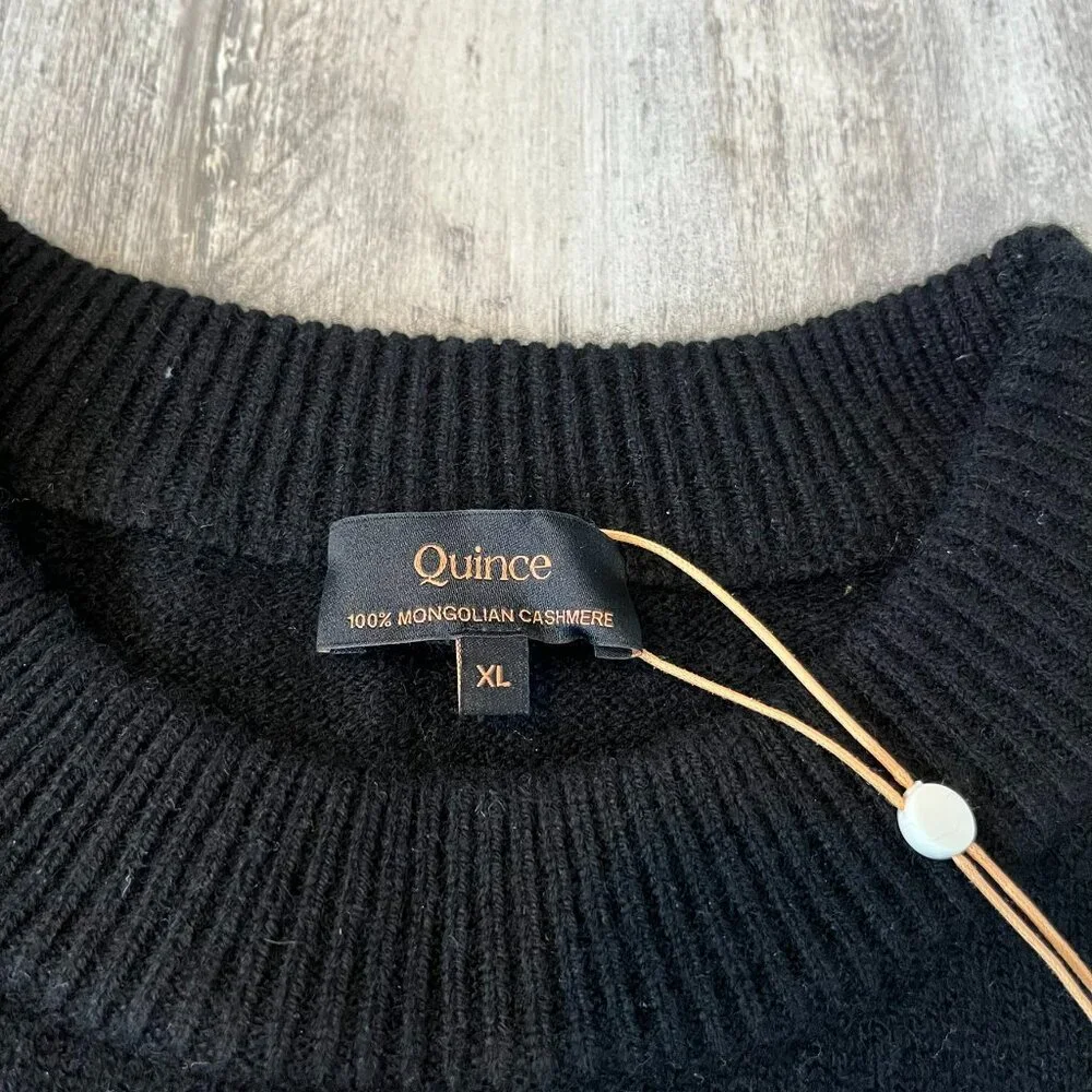 Quince Mongolian Cashmere Oversized Crewneck Sweater, Black, size XL - NWT! - Picture 10 of 13